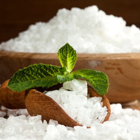 Picture of wooden bowl with pure ammonia carbonate salts