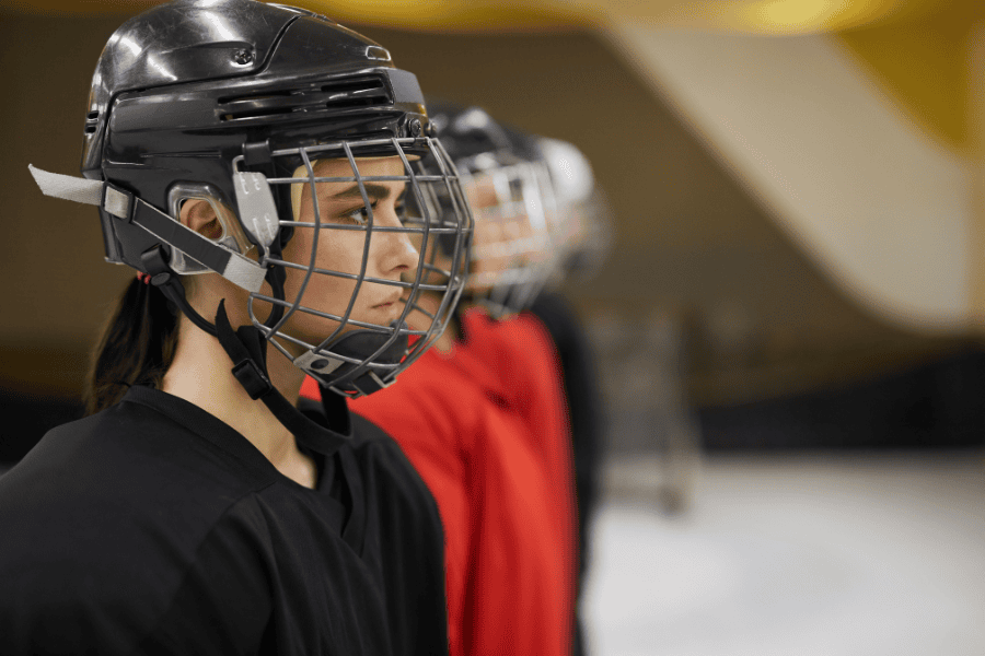 Teen girl with helmet