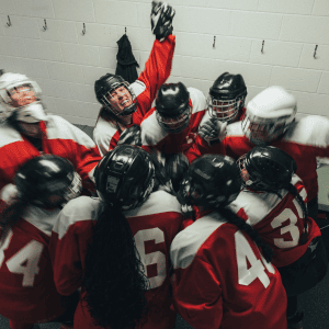Team Cheering in Locker Room